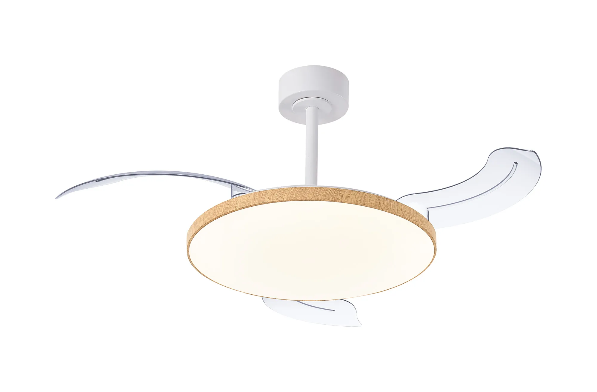 M9009  Slim Fan Mini 40cm 45W LED Dimmable Ceiling Light With Built-In 25W DC Fan, 2700-5000K Remote Control, 3150lm, Wood